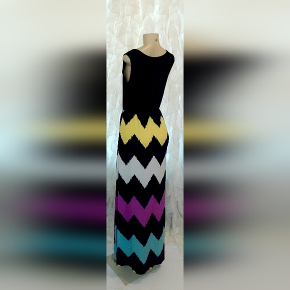 Shang Ya Colorful Zig Zag Maxi Dress M - Picture 8 of 9
